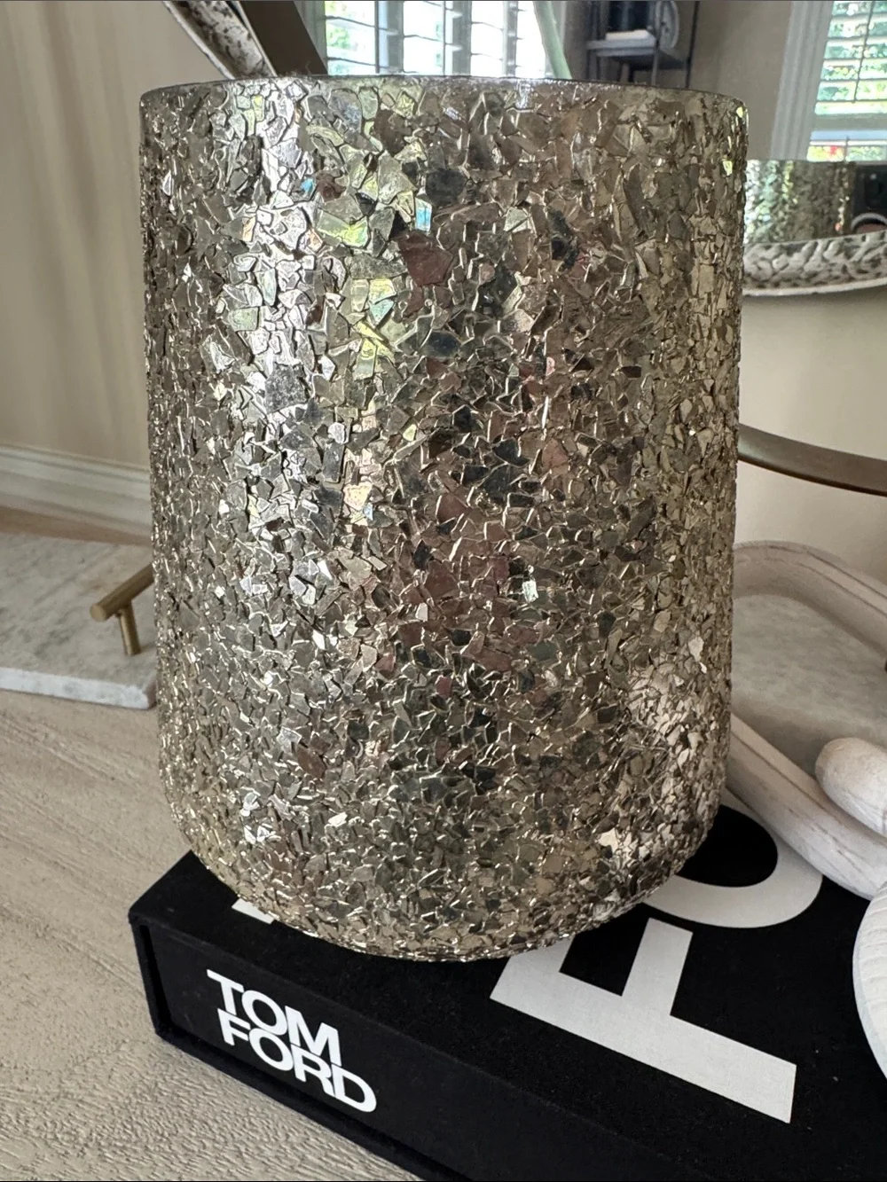 Gold Mosaic crushed mirror Vase